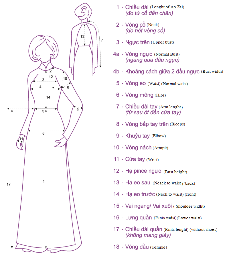 Cách lấy số đo may áo dài váy cưới
