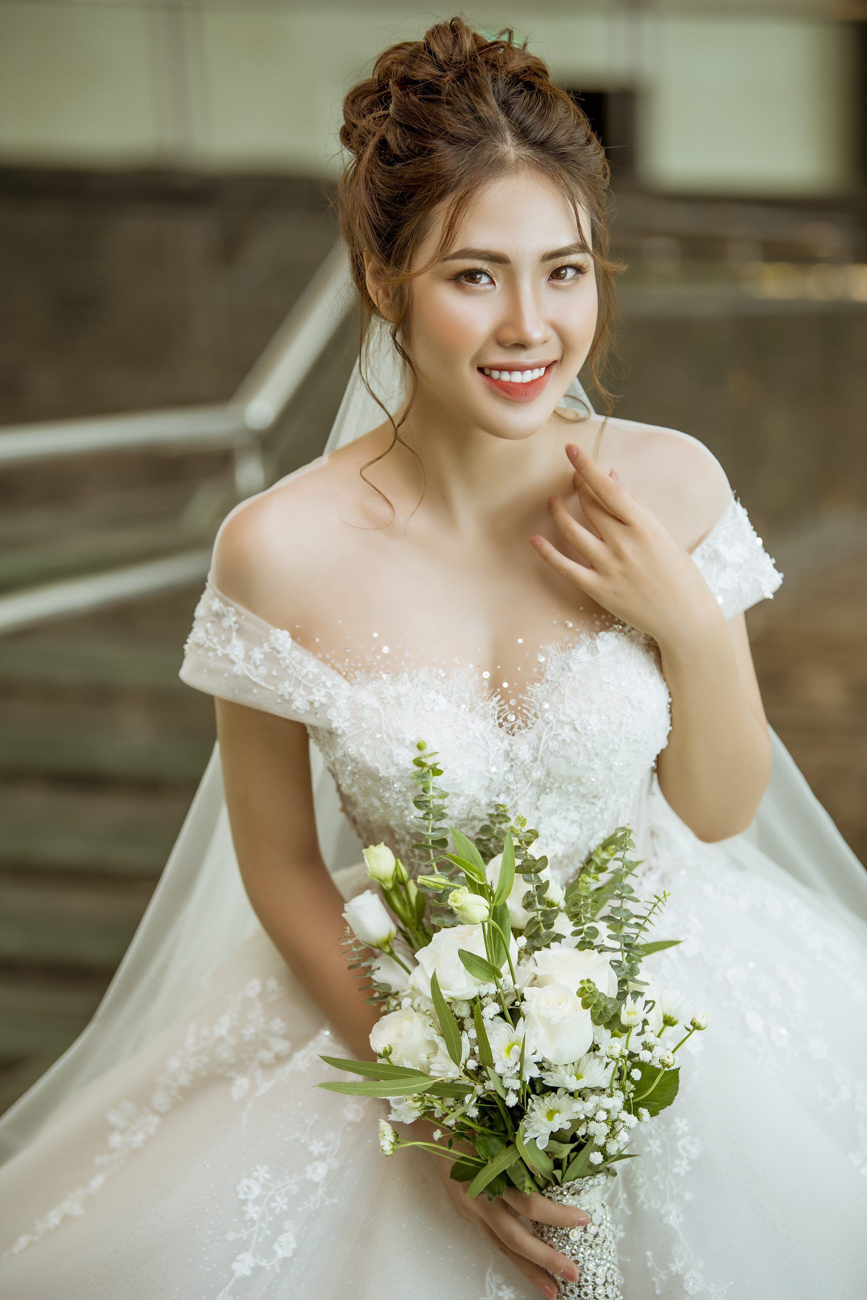 váy cưới trễ vai đẹp