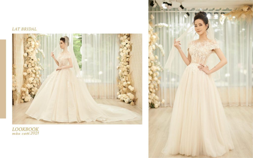 váy cưới trễ vai đẹp