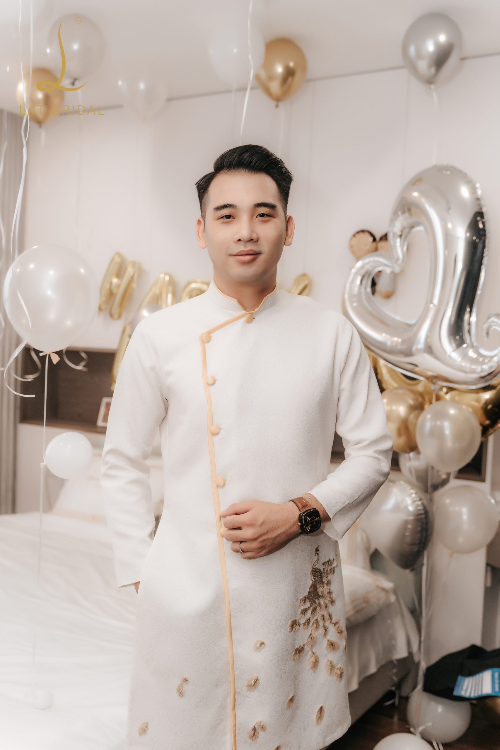 Áo dài cặp đôi Bạch Công - Ảnh 3