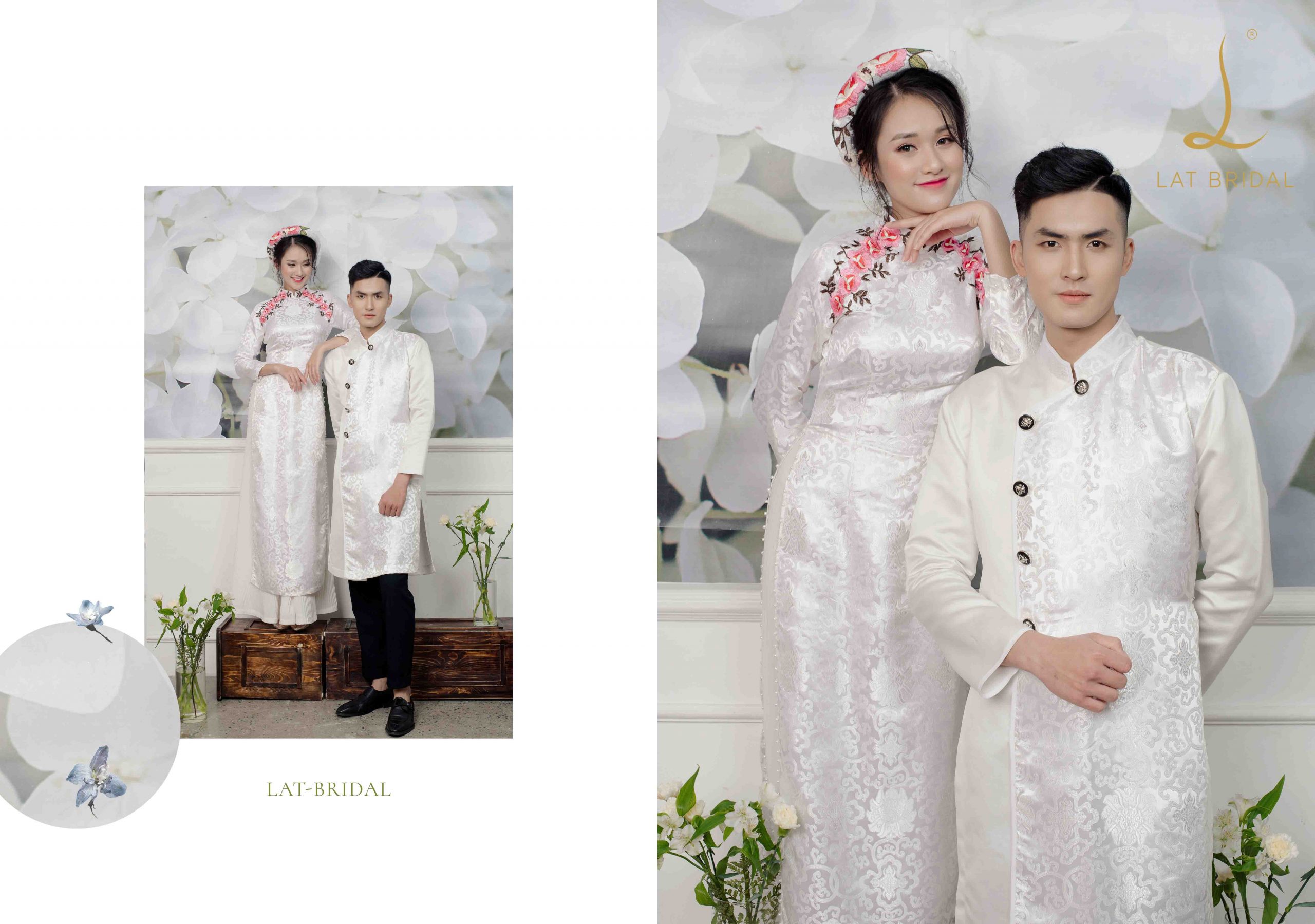 áo dài cặp đôi Bạch Gấm