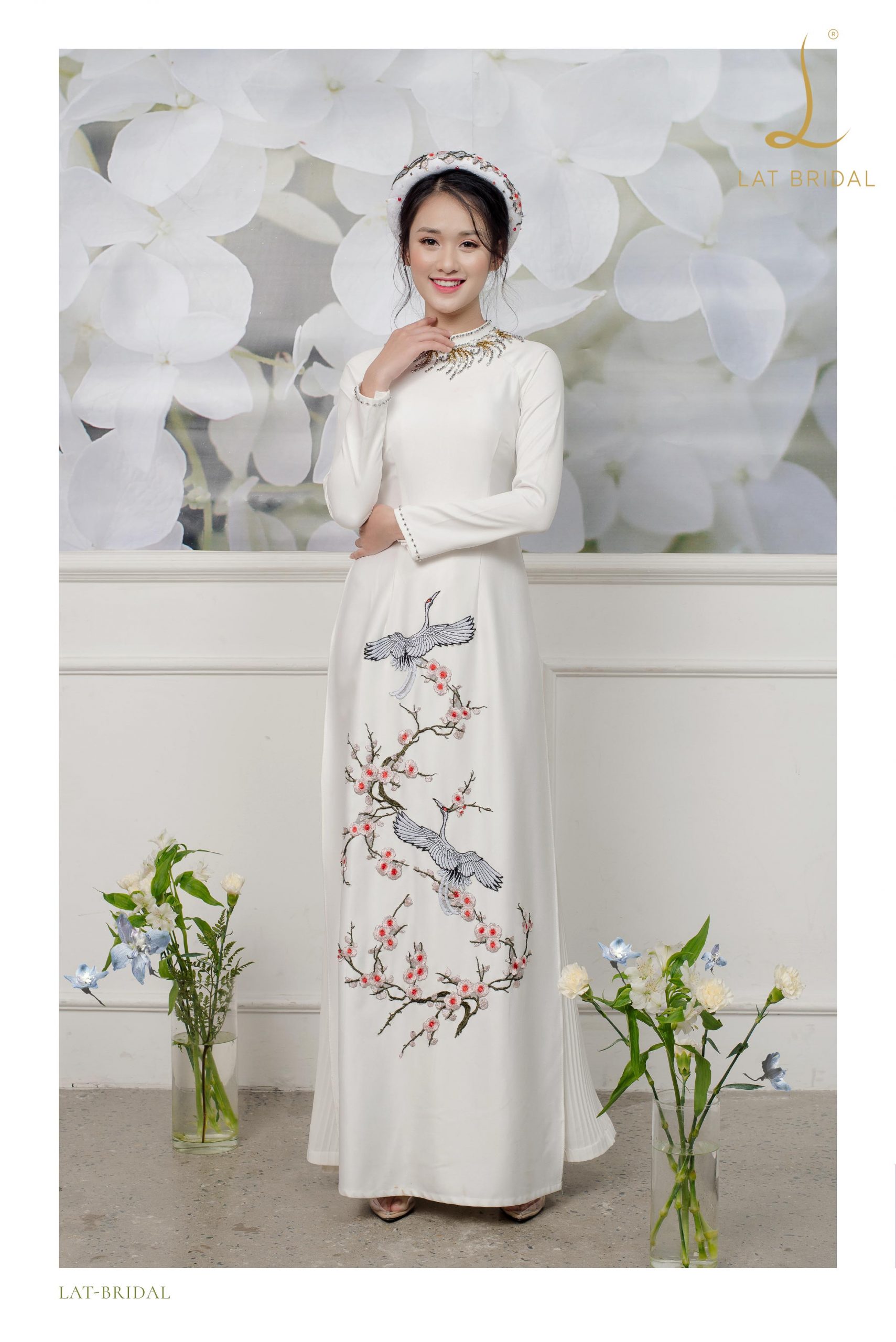 áo dài cặp đôi đào điểu