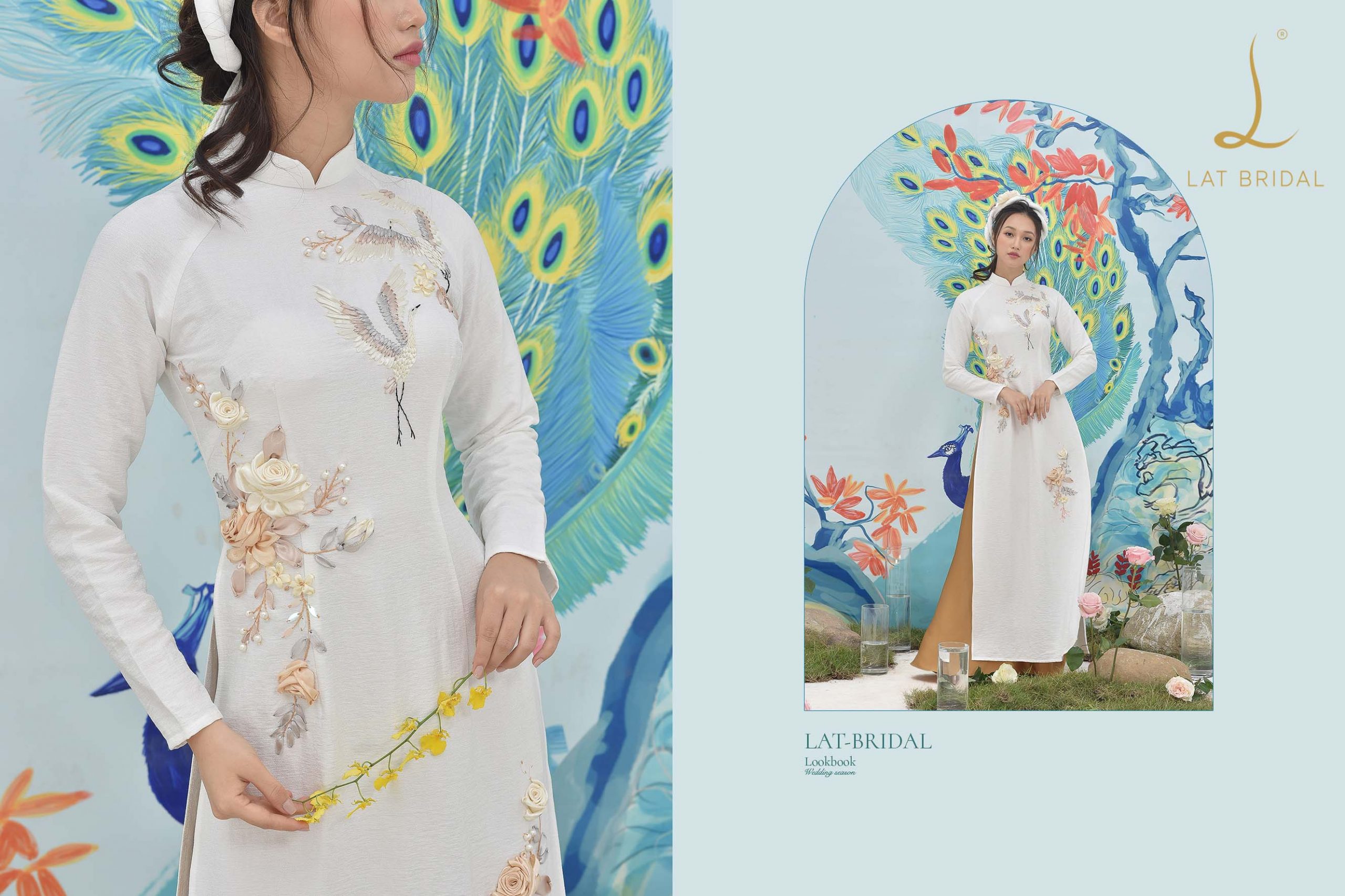 Áo dài cặp đôi Hồng Hạc