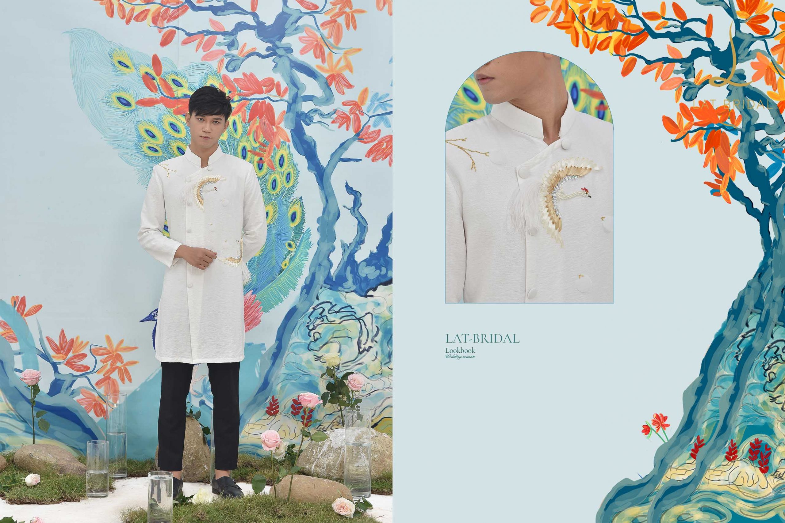 Áo dài cặp đôi Trúc Điểu