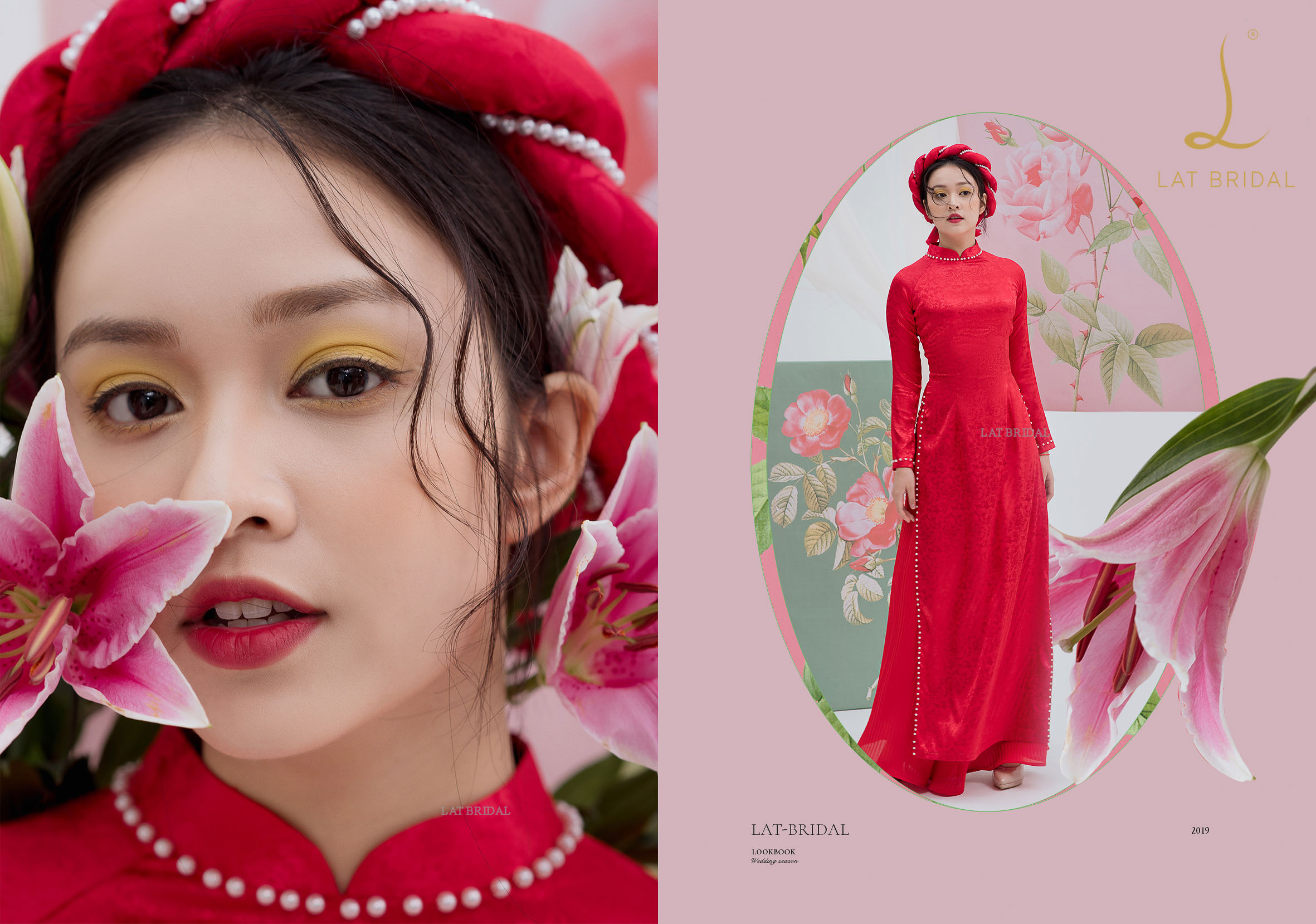 áo dài cô dâu Đan Niên Đỏ