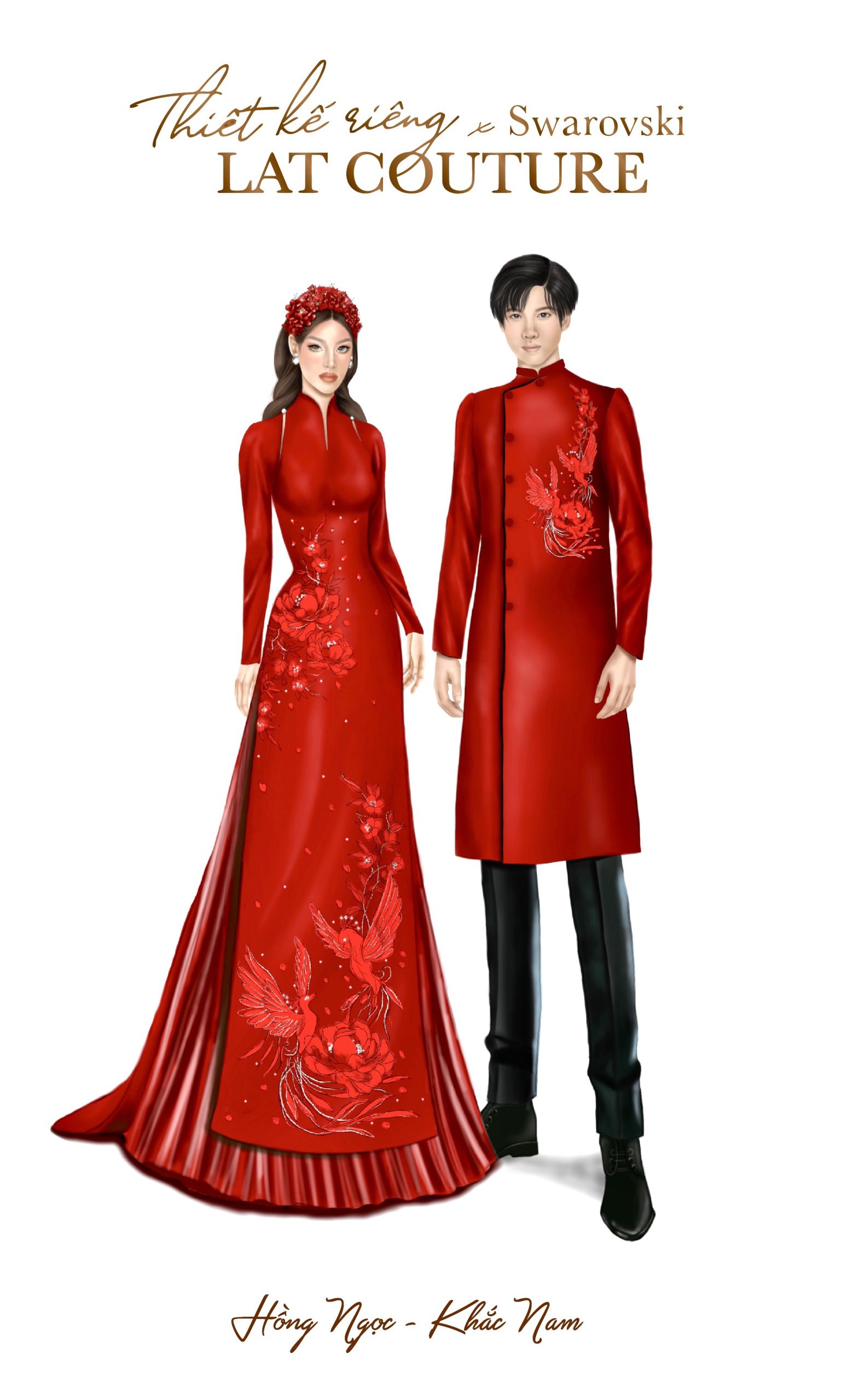 Áo dài thiết kế riêng Tiêu Ngọc Khắc Nam LAT BRIDAL